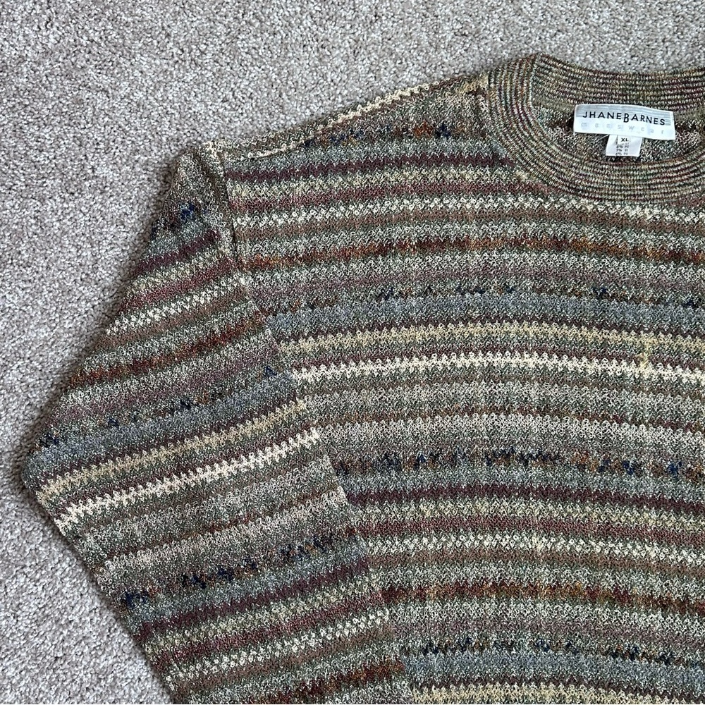 Jhane Barnes Men's Vintage XL Wool Blend Geometric Pullover Crewneck Sweater 90s - Picture 3 of 8